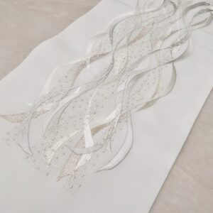 シルエリーししゅう半衿2408リボン×シルバー