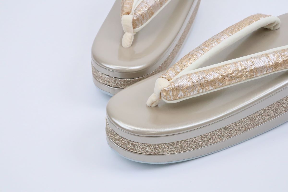 3段金ラメ草履&チェーンバッグセット【Lサイズのみ】振袖用 RM024-10a - 画像 (8)