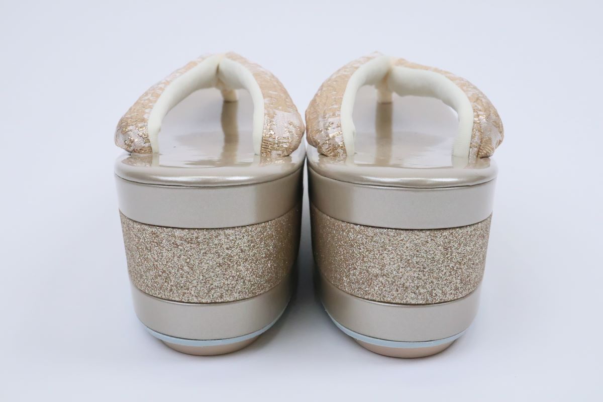 3段金ラメ草履&チェーンバッグセット【Lサイズのみ】振袖用 RM024-10a - 画像 (9)