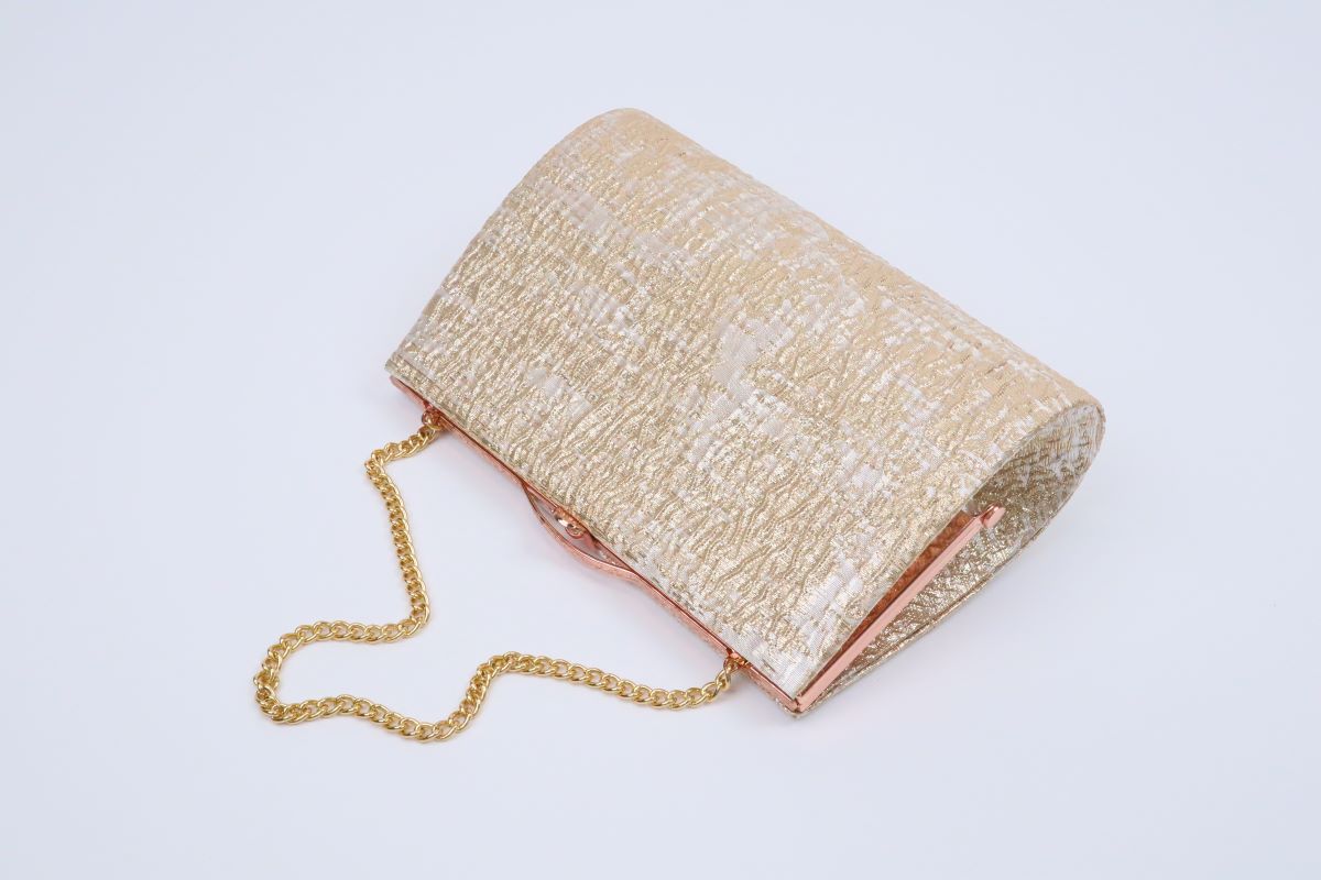 3段金ラメ草履&チェーンバッグセット【Lサイズのみ】振袖用 RM024-10a - 画像 (2)