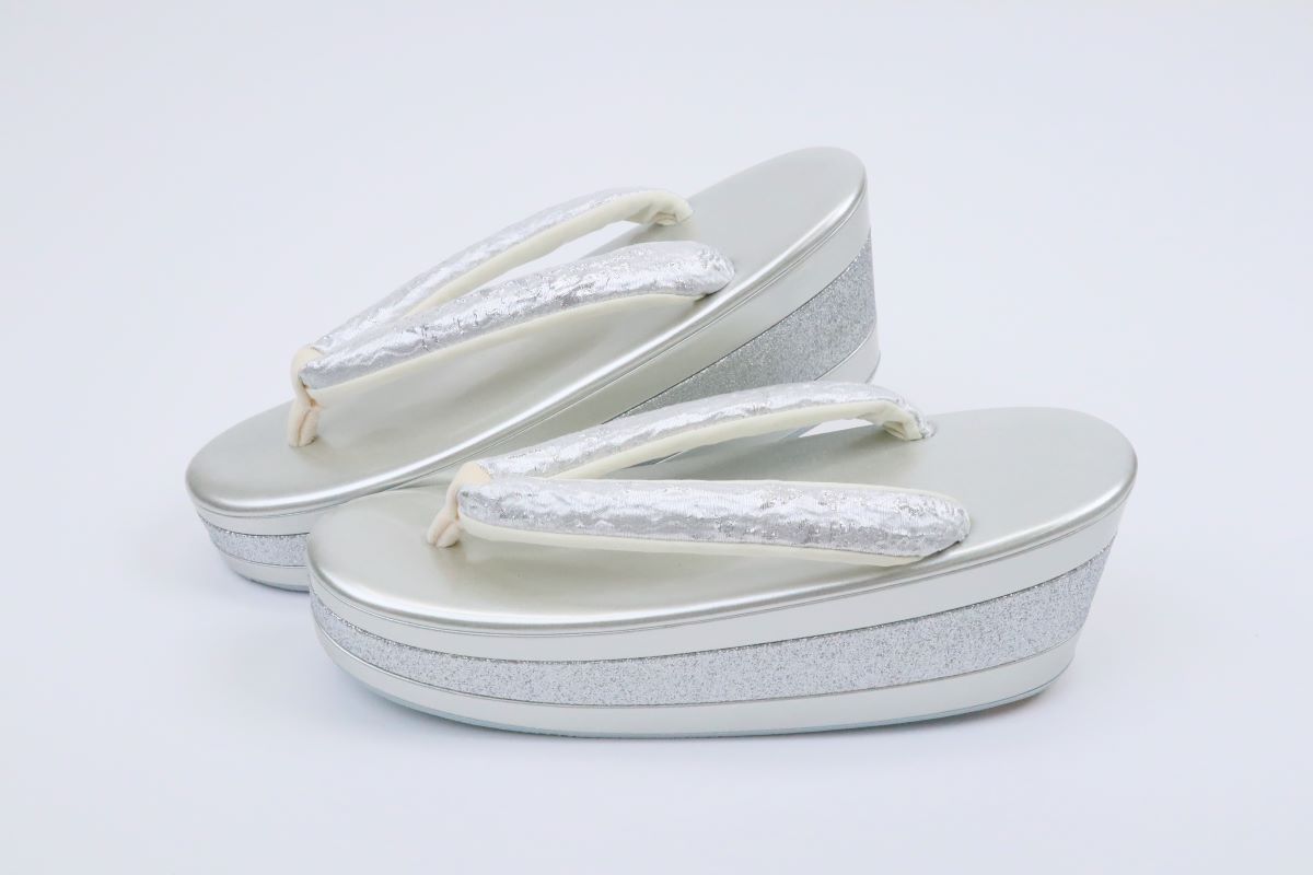 3段金ラメ草履&チェーンバッグセット【Lサイズのみ】振袖用 RM024-10b - 画像 (7)