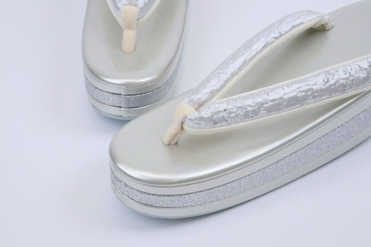 3段金ラメ草履&チェーンバッグセット【Lサイズのみ】振袖用 RM024-10b - 画像 (8)