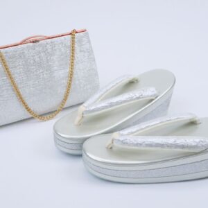 3段金ラメ草履&チェーンバッグセット【Lサイズのみ】振袖用　RM024-10b