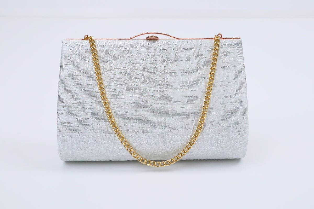 3段金ラメ草履&チェーンバッグセット【Lサイズのみ】振袖用 RM024-10b - 画像 (2)