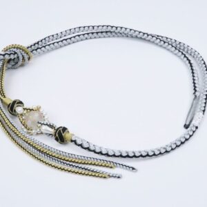 帯〆組みひも　小田巻すりガラストンボ玉　KOJ-2410d　シルバー