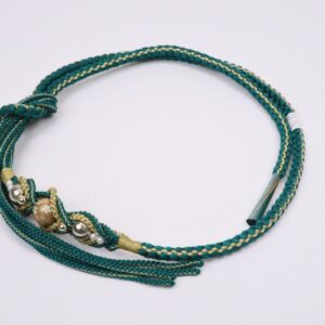 帯〆組みひも　銀パールトンボ玉　KOJ-2410j　グリーン