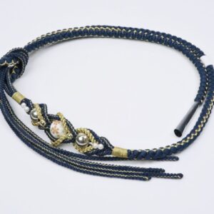 帯〆組みひも　銀パールトンボ玉　KOJ-2410f　ネイビー