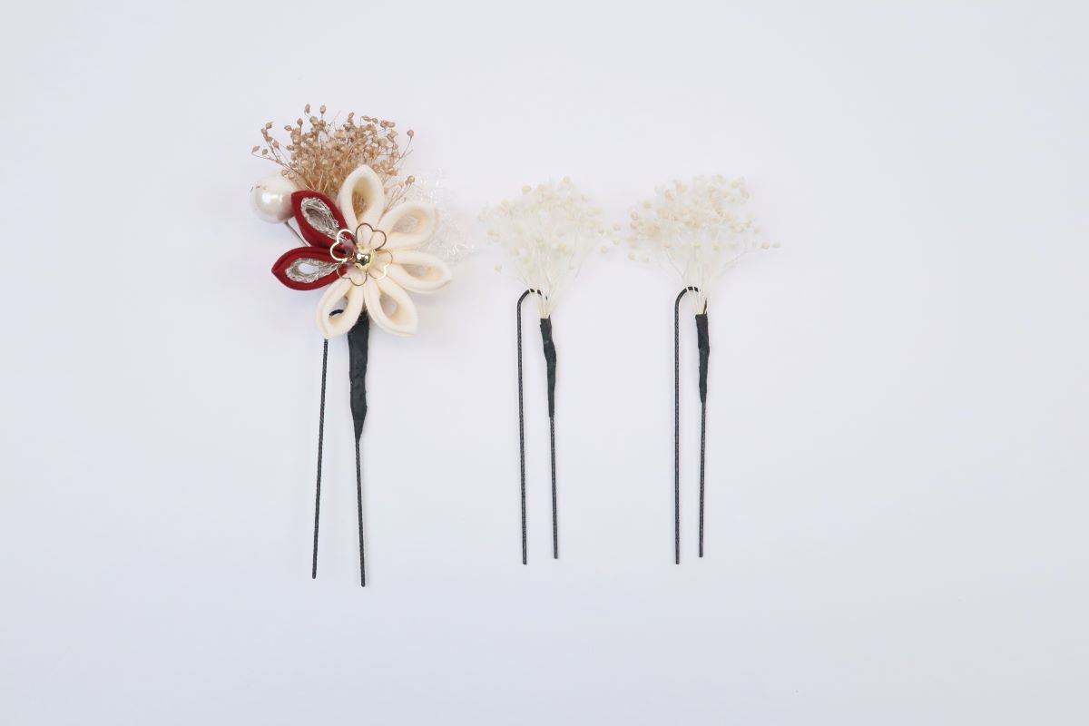 大人用 髪飾り RCH500-899パールつまみ エンジ - 画像 (5)