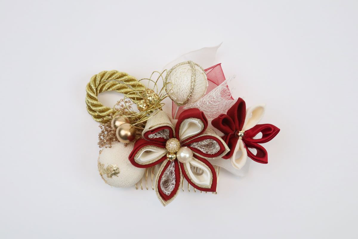 大人用 髪飾り RCH500-899パールつまみ エンジ - 画像 (7)