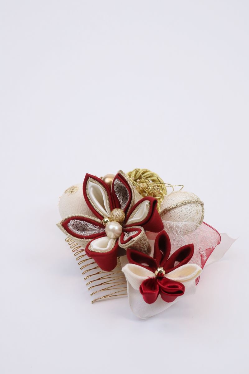 大人用 髪飾り RCH500-899パールつまみ エンジ - 画像 (2)