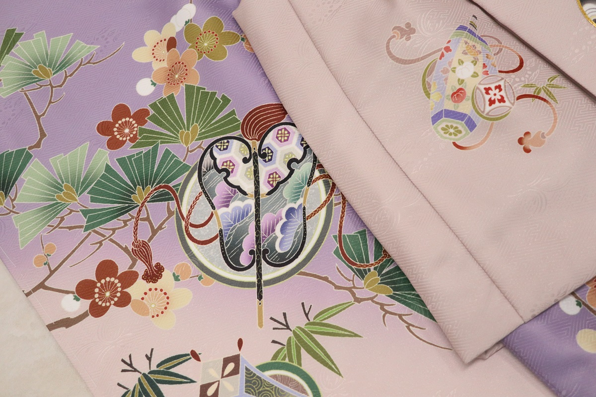 【受注品】 3歳男児被布アンサンブル 陽気な天使No.3「扇」【紫】 - 画像 (4)