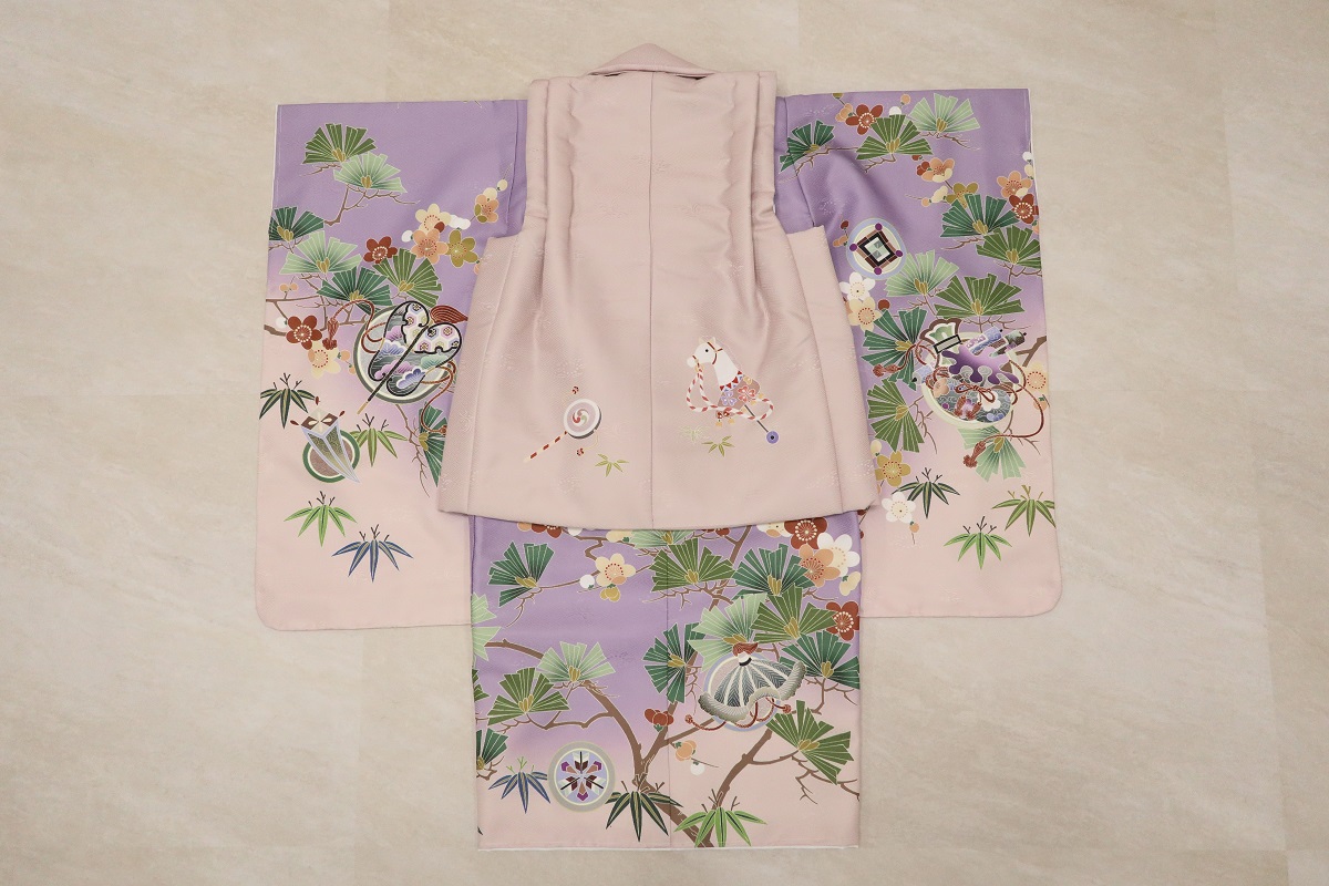 【受注品】 3歳男児被布アンサンブル 陽気な天使No.3「扇」【紫】 - 画像 (5)