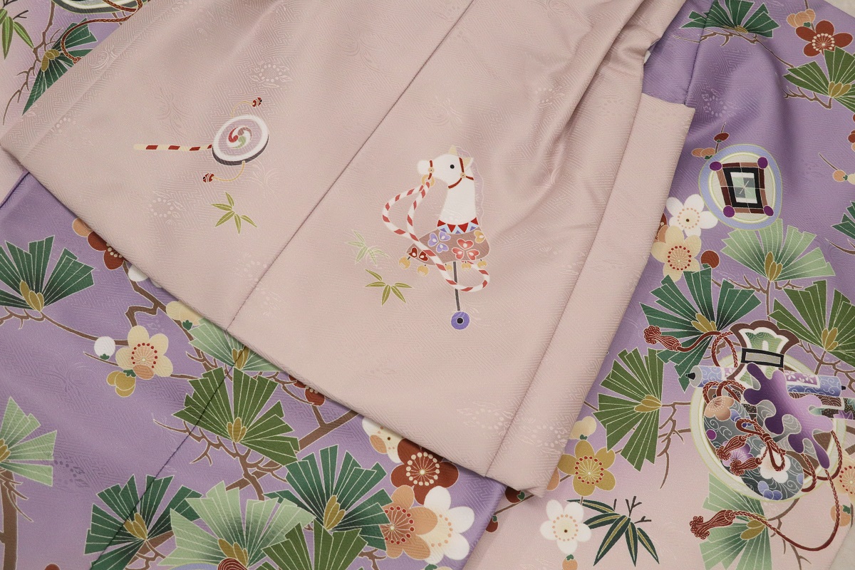 【受注品】 3歳男児被布アンサンブル 陽気な天使No.3「扇」【紫】 - 画像 (7)