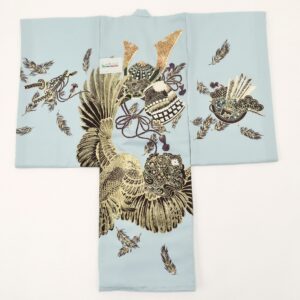 【受注品】 男児お宮参り祝着　しゃれっこNo.「城-F」【ブルー】