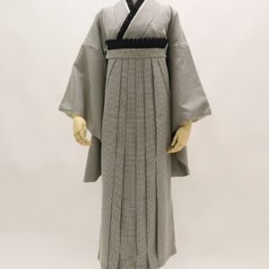 二尺袖/卒業袴 ラインストン×千鳥 グレー セットアップ