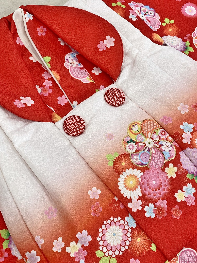 【現品】女児1歳ベビー被布ｱﾝｻﾝﾌﾞﾙ(二部式)RMH2307-j1　赤白 - 画像 (4)