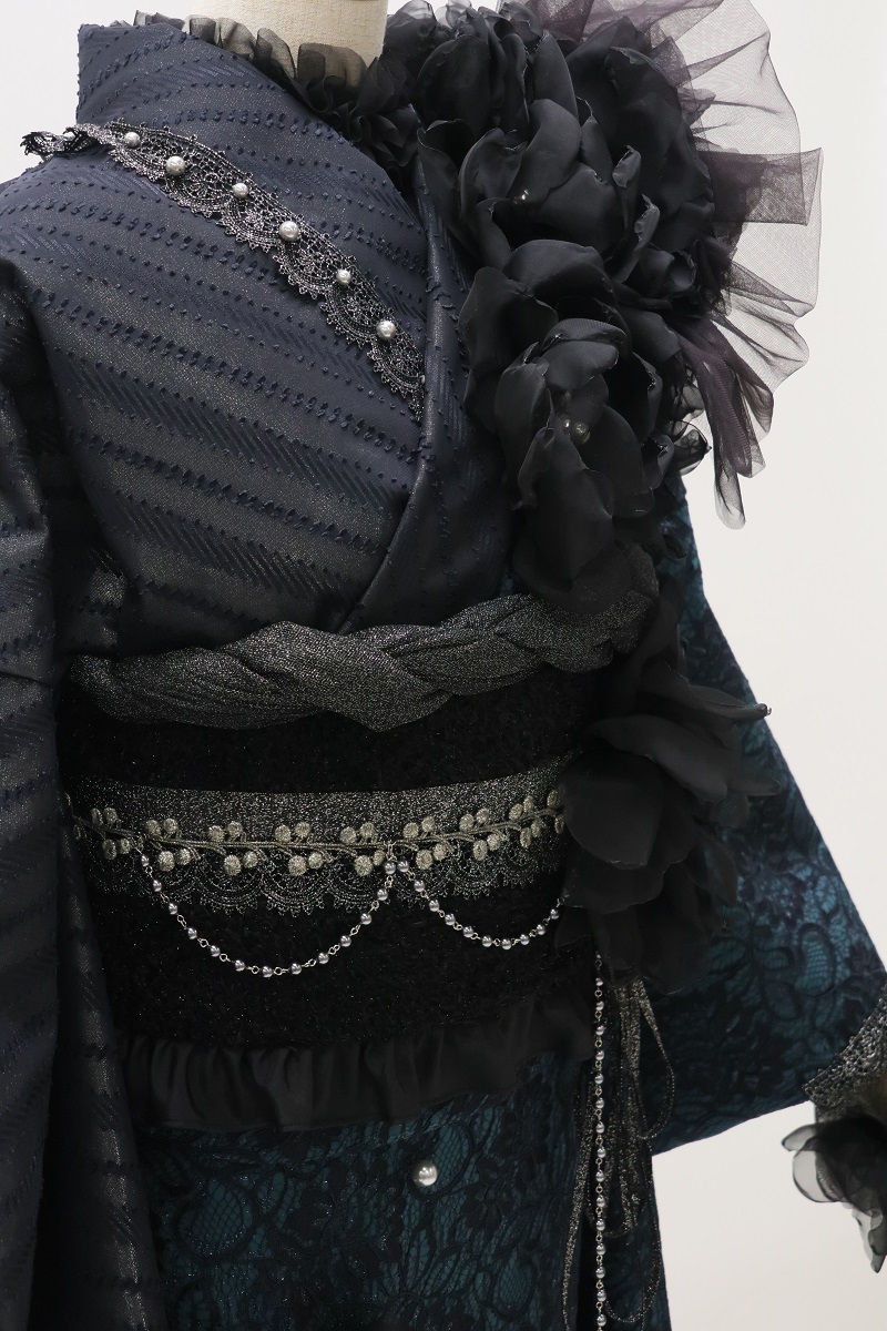 デザイン振袖 「リューサ・ローズ」DK-004B ネイビーグリーン - 画像 (9)