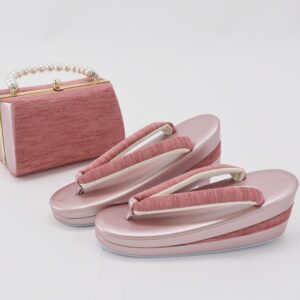 【ﾗﾌｨﾈｵﾘｼﾞﾅﾙ】国産草履バッグセットFZ-011　ツイード　ピンク(パール持ち手 or マット持ち手)