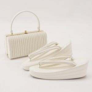 【数量限定】プリーツ草履バッグセット0825　ホワイト