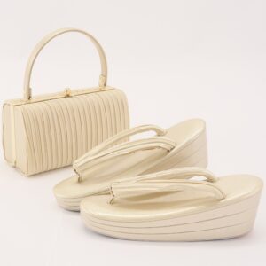 【数量限定】プリーツ草履バッグセット0825　ゴールドベージュ