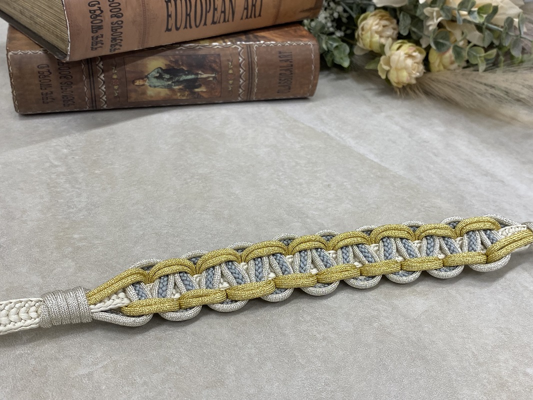 【ｱｳﾄﾚｯﾄ】-ﾗﾌｨﾈｵﾘｼﾞﾅﾙ-　帯〆多重組み紐　水色ｸﾞﾚｰ - 画像 (4)