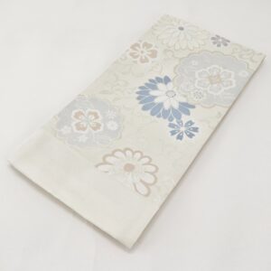 袋帯【正絹】振袖用　RO0825-iO4白ﾌﾞﾙｰ