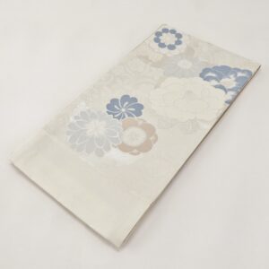 袋帯【正絹】振袖用　RO0825-iO3白ﾌﾞﾙｰ