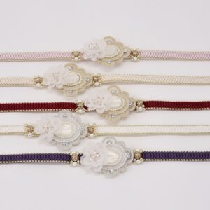 【受注品】帯締めアンティークカメリア飾り-5type-