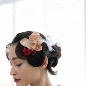 【ﾗﾌｨﾈｵﾘｼﾞﾅﾙ】髪飾り-胡蝶蘭ｸﾘｯﾌﾟｾｯﾄ-　FK-95　ベージュ