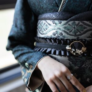 袋帯【正絹】振袖用RFO-37 -グリーン×シルバー-