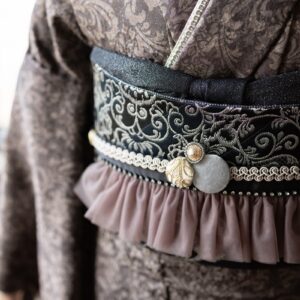 ﾗﾌｨﾈﾓｶｵﾘｼﾞﾅﾙ　ラメチュール帯揚　FA-008　黒　