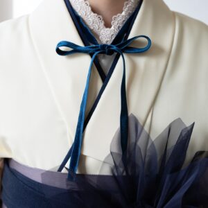 リボンレース半衿【ﾎﾟﾘ合繊】　ｂ69　-ﾈｲﾋﾞｰﾘﾎﾞﾝ-ｹﾐｶﾙﾚｰｽ