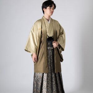 メンズ羽織着物　七宝ぼかし-№83- 【ゴールド】