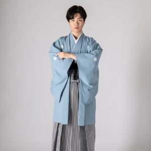 羽二重メンズ羽織着物-№.704- 【ライトブルー】