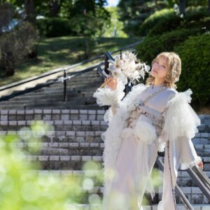 デザイン振袖 DK-001A 「リューサ・ローズ」-片袖シースルー・レースタイプ-