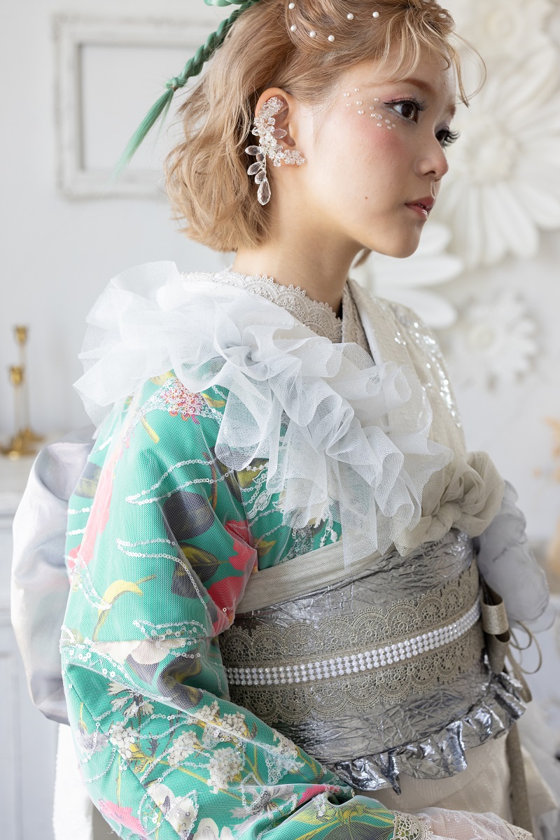 デザイン振袖 「リューサ・ローズ」DK-006A グリーン - 画像 (6)