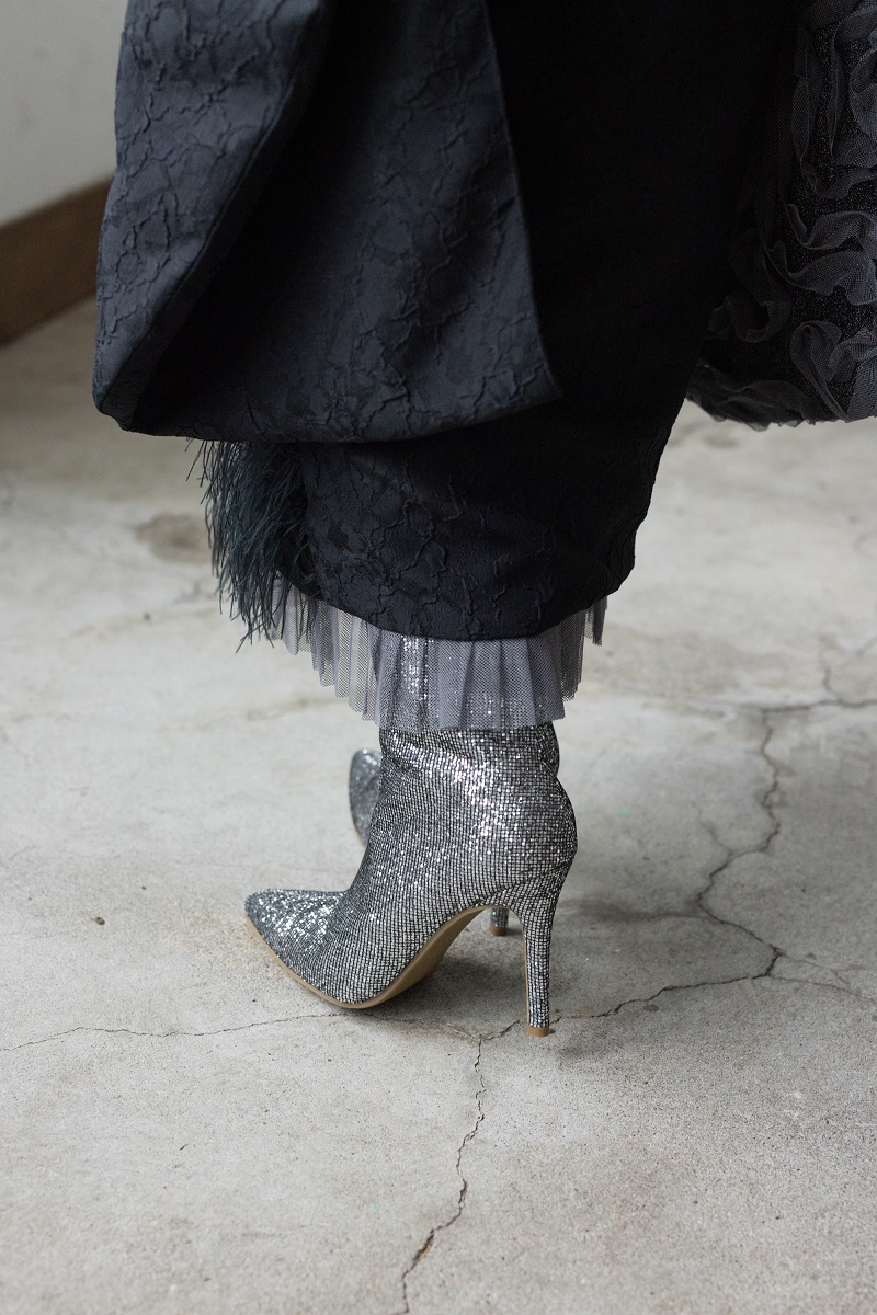 デザイン振袖 「リューサ・ローズ」DK-005B ブラック -片袖シースルータイプ- - 画像 (7)