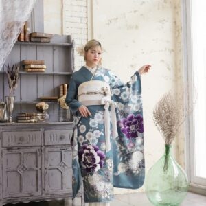 正絹振袖ラフィネモカ RF-31 -グレイシュ・ラグーン-