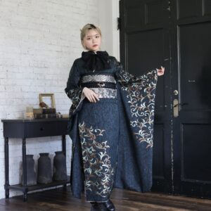 正絹振袖ラフィネモカ RF-37 -エキゾティカ　ブラック-