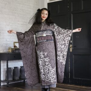 正絹振袖ラフィネモカ RF-38 -エキゾティカ　ブラウン-