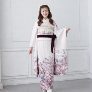 合繊振袖ラフィネモカ GF-68 -フラワーガーデン-【ピンク】