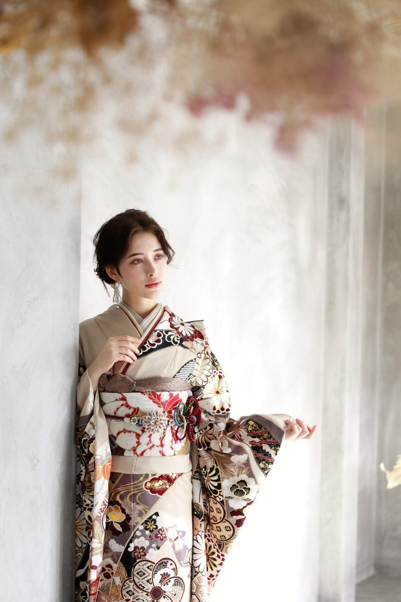 正絹振袖ラフィネモカ RF-11-シャンパンカラー- - 画像 (4)