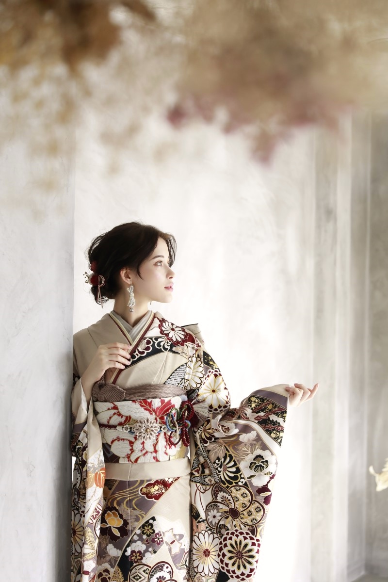 正絹振袖ラフィネモカ RF-11-シャンパンカラー- - 画像 (5)