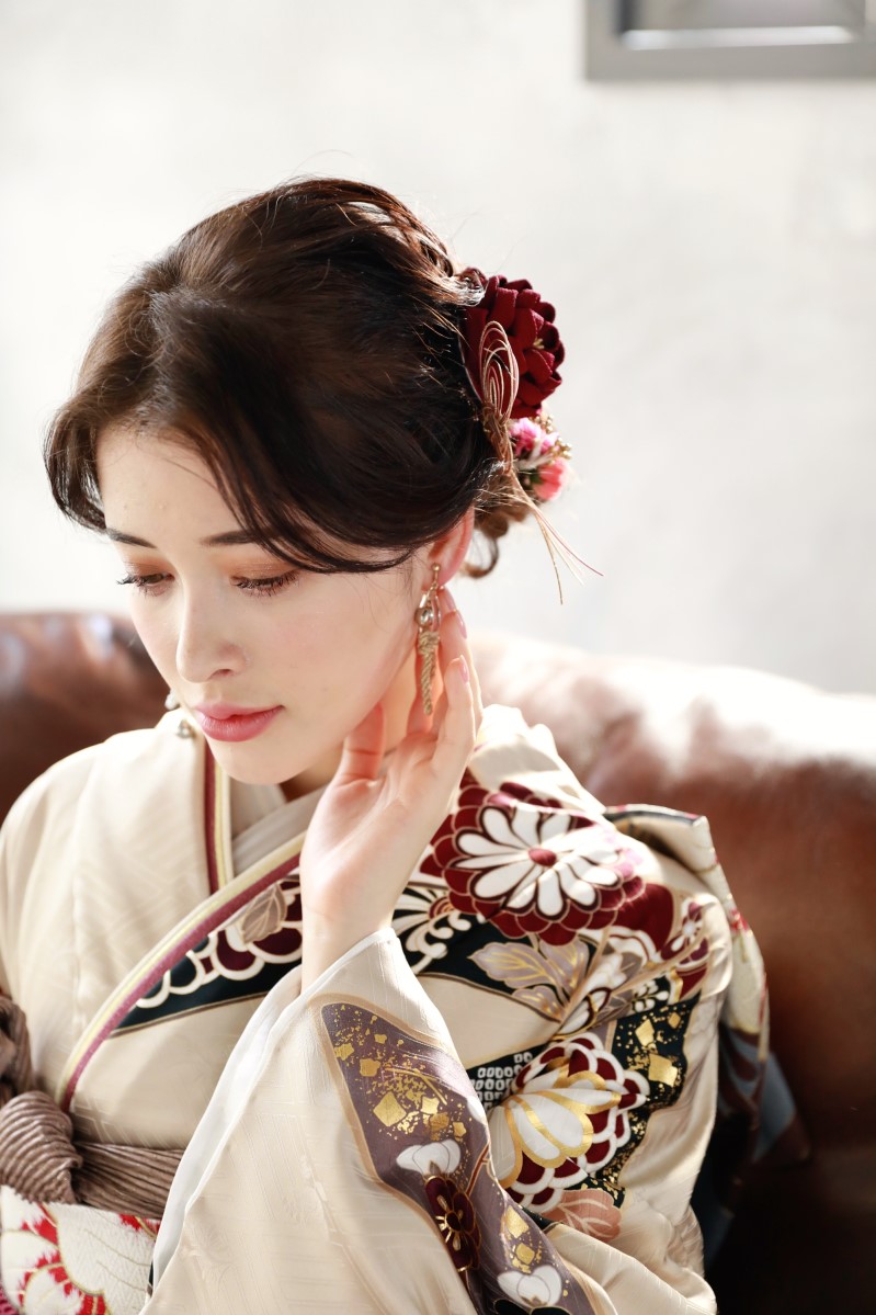 正絹振袖ラフィネモカ RF-11-シャンパンカラー- - 画像 (3)