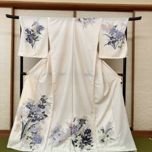 【受注品】訪問着　化繊　エヌシルエット　№114クリームベージュ