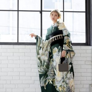 正絹振袖ラフィネモカ RF-35 -Fizz エヴァーグリーン-