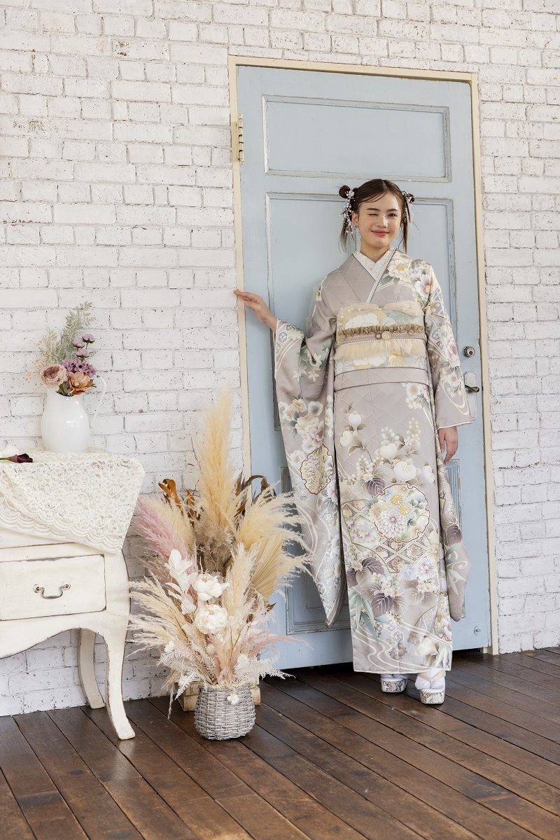 正絹振袖ラフィネモカ RF-34 -トラッド-グレージュ