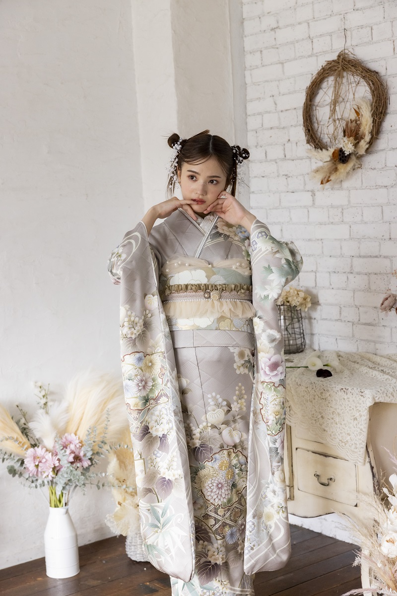 正絹振袖ラフィネモカ RF-34 -トラッド-グレージュ - 画像 (2)