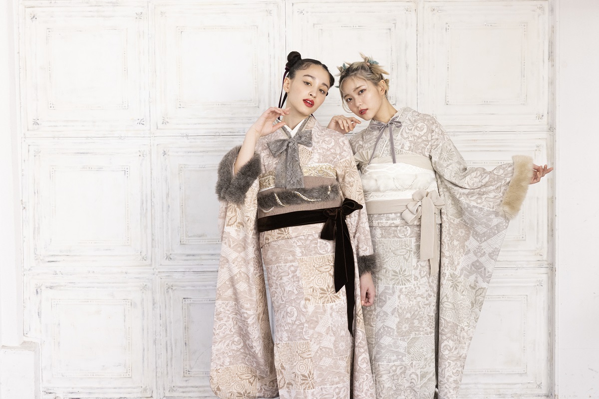 合繊振袖ラフィネモカ GF-61 -パッチワークファー-【グレー】 - 画像 (11)