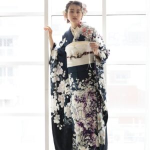 正絹振袖ラフィネモカ RF-53 -アイオライト・ネイビー-